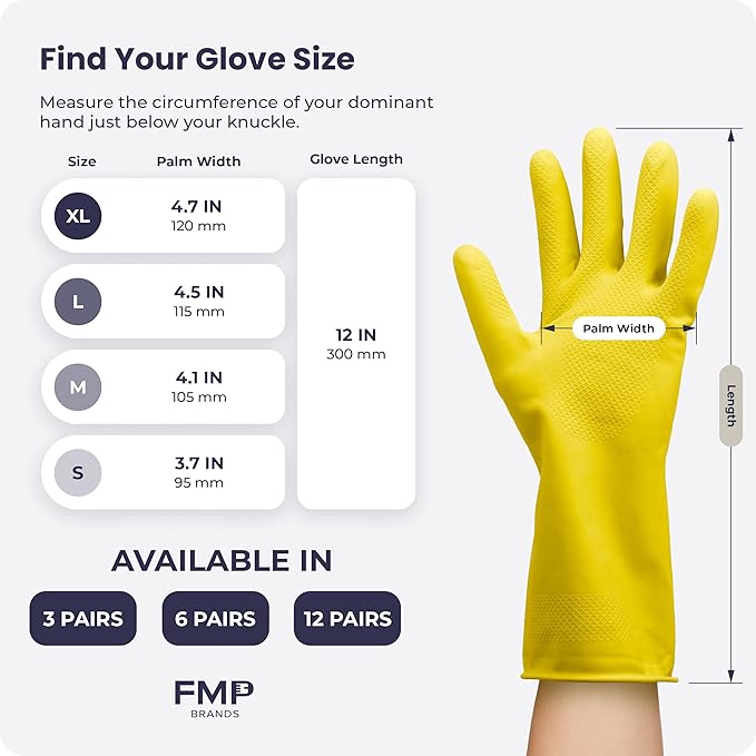 (3 Pairs) Topfit Dishwashing Rubber Gloves for Cleaning,Household Gloves,Latex and Fit Your Hands Well, Great Kitchen Tools