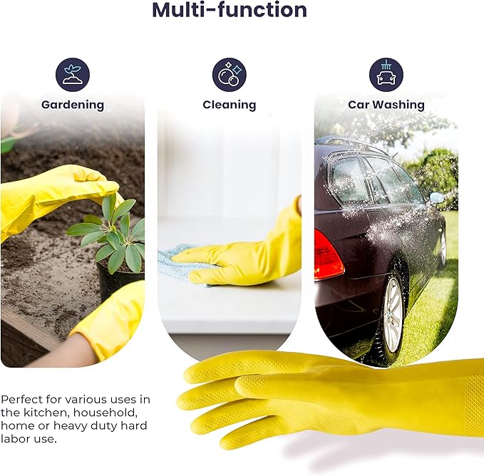 (3 Pairs) Topfit Dishwashing Rubber Gloves for Cleaning,Household Gloves,Latex and Fit Your Hands Well, Great Kitchen Tools
